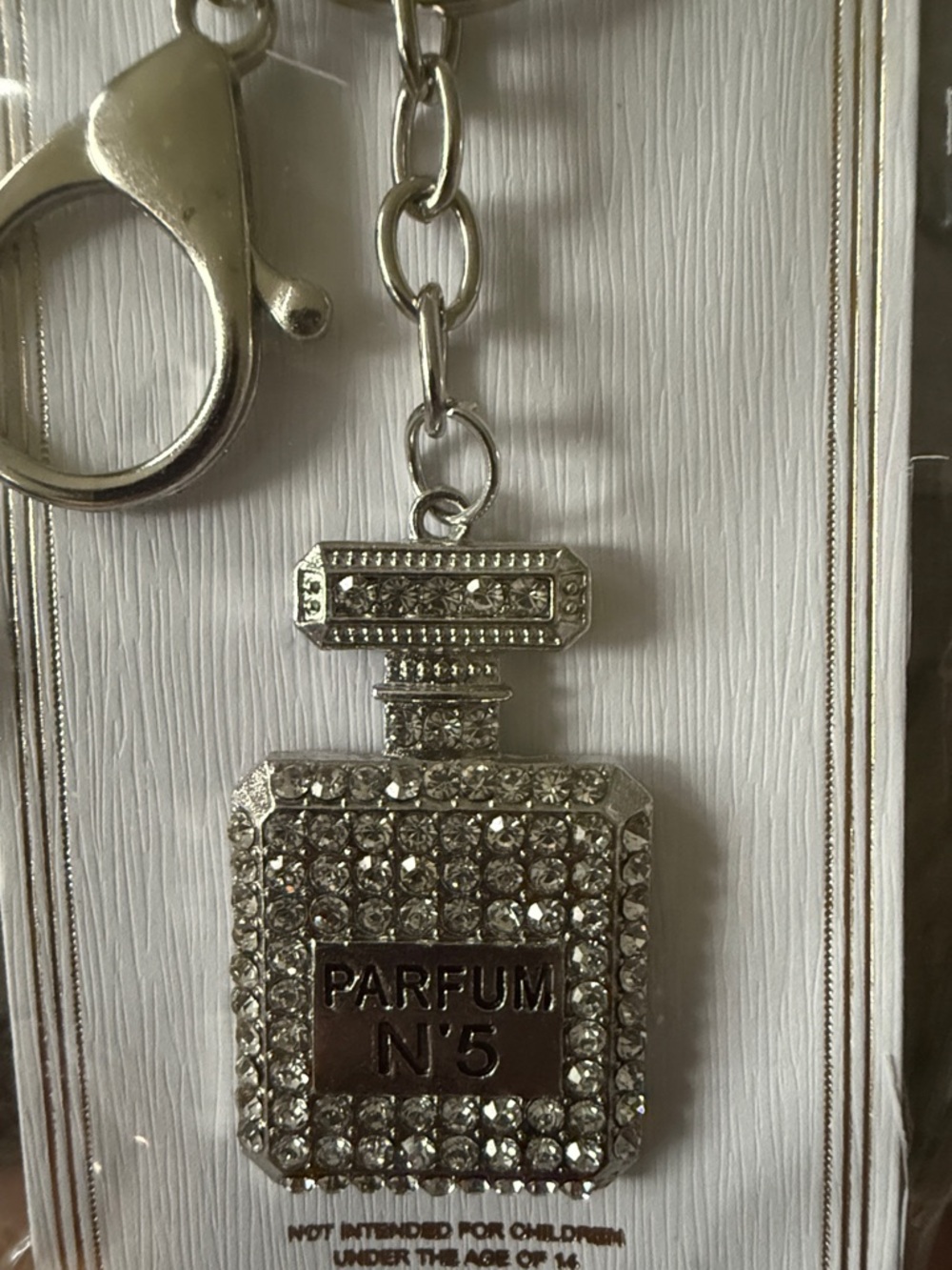 Silver Crystal Perfume Bottle Keychain and bag charm - New - Picture 3 of 3